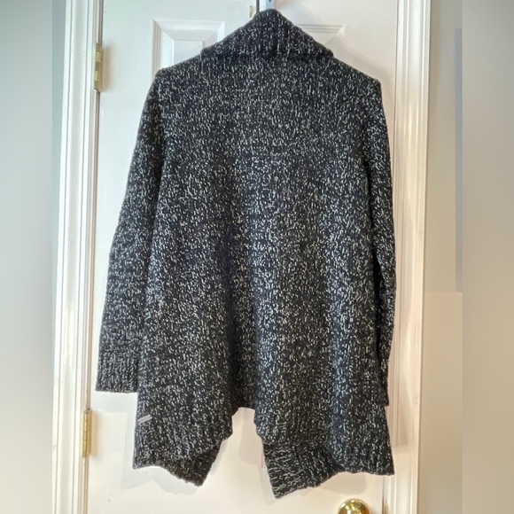 EDDIE Bauer Cardigan Size Large Black Chunky Knit Open Front Lounge - Picture 7 of 14